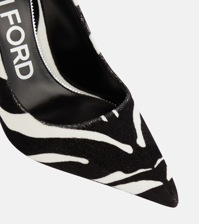 Shop Tom Ford Padlock Zebra-print Velvet Pumps In Black