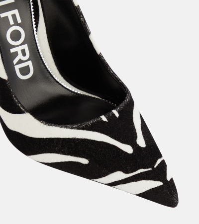 Tom Ford Padlock Zebra-print Velvet Pumps In Black