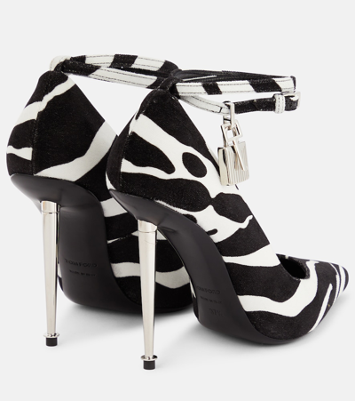 Shop Tom Ford Padlock Zebra-print Velvet Pumps In Black