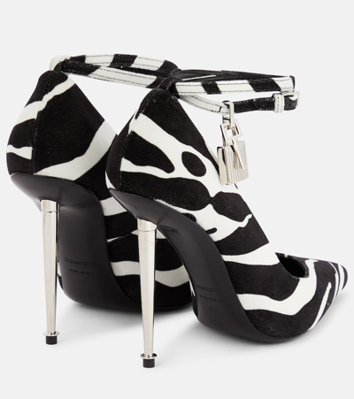 Tom Ford Padlock Zebra-print Velvet Pumps In Black