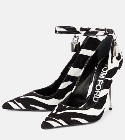 Tom Ford Padlock Zebra-print Velvet Pumps In Black