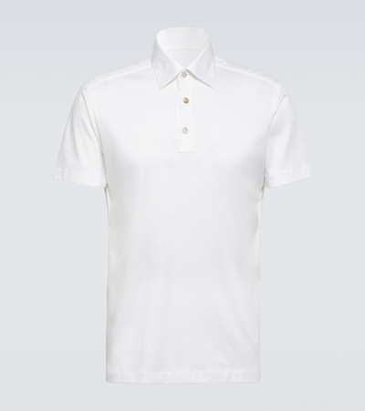 Shop Kiton Cotton Polo Shirt In White