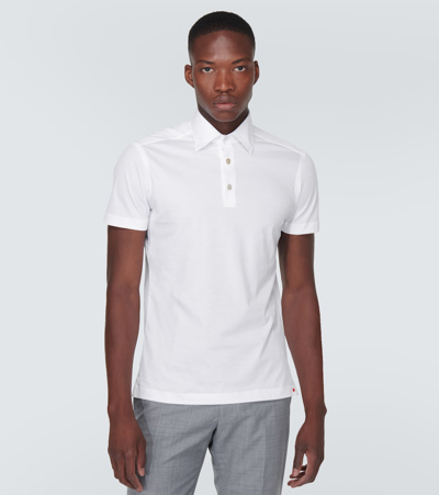 Shop Kiton Cotton Polo Shirt In White
