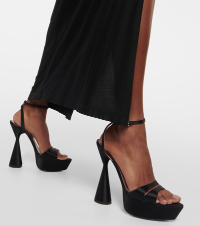 D’accori Skye Satin Platform Sandals In Black