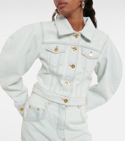 Nina Ricci Cropped Denim Jacket In Blue