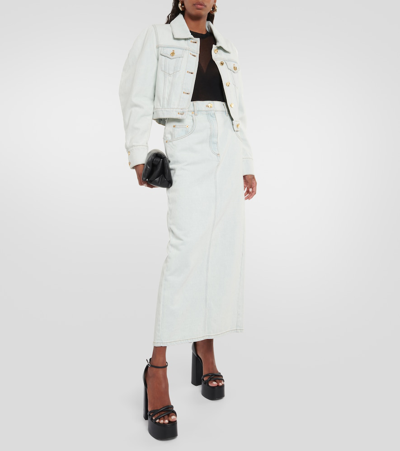 Nina Ricci Cropped Denim Jacket In Blue