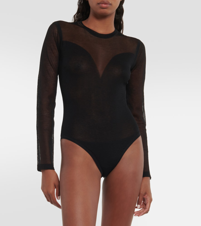 Shop Nina Ricci Long Sleeve Bodysuit In Black