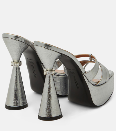 Shop D’accori Sienna Metallic Leather Platform Mules In Silver