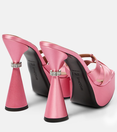 D’accori Sienna Satin Platform Mules In Pink