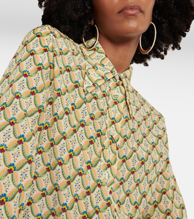 Etro Floral Silk Crêpe De Chine Shirt In Green