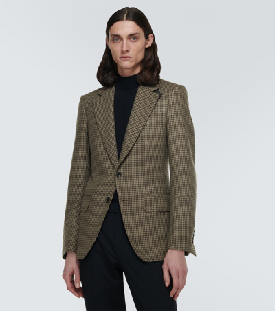 Shop Tom Ford Atticus Houndstooth Wool-blend Blazer In Multicoloured