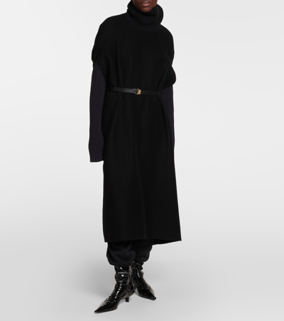 The Row Dua Colorblock Cashmere Sweater In Black