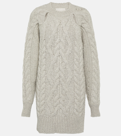 Shop Isabel Marant Nazae Cable-knit Mini Sweater Dress In Grey