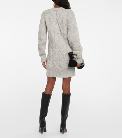 Shop Isabel Marant Nazae Cable-knit Mini Sweater Dress In Grey