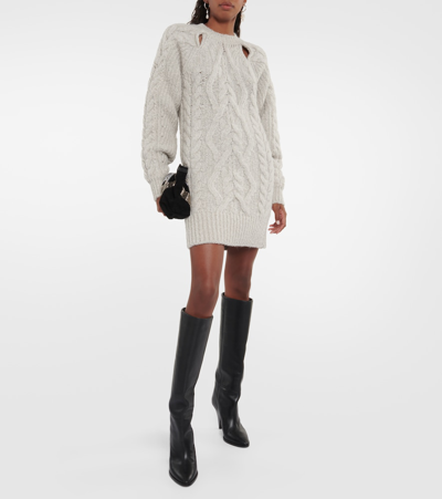 Shop Isabel Marant Nazae Cable-knit Mini Sweater Dress In Grey