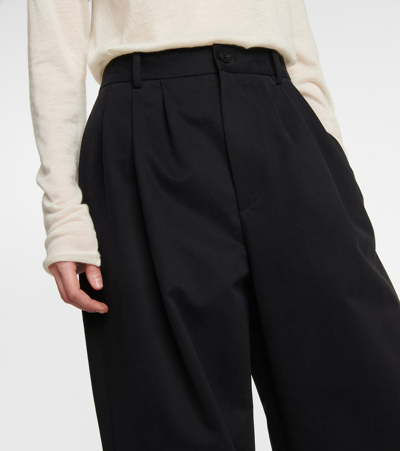 Shop The Row Rufos Cotton And Wool Wide-leg Pants In Black
