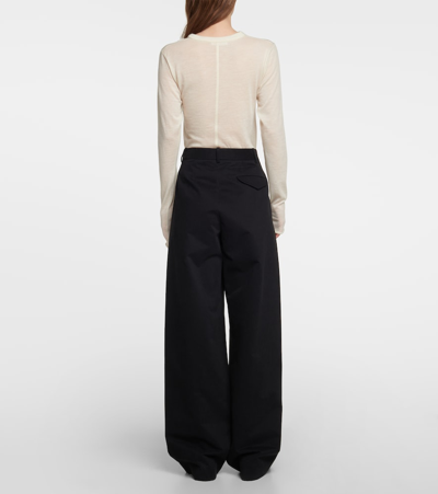 Shop The Row Rufos Cotton And Wool Wide-leg Pants In Black