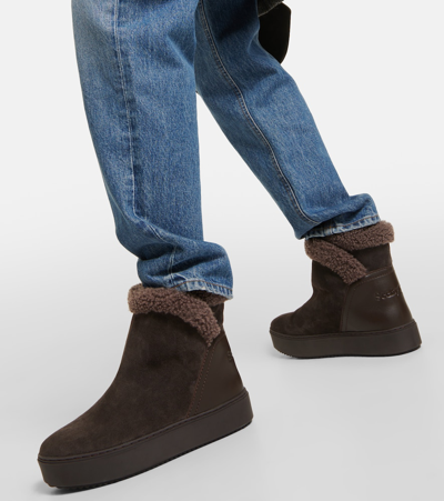 Shop See By Chloé Juliet Shearling-lined Suede Ankle Boots In Grey