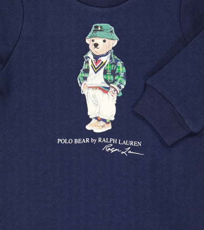 Shop Polo Ralph Lauren Baby Polo Bear Cotton-blend Jumpsuit In Blue