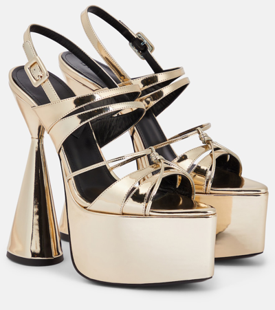 Shop D’accori Belle Metallic Leather Platform Sandals In Gold