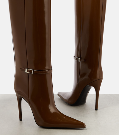 Shop Saint Laurent Vendome Knee-high Leather Boots In Brown