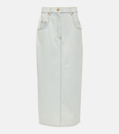 Shop Nina Ricci Denim Maxi Skirt In Blue