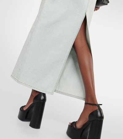 Nina Ricci Denim Midi Skirt In Blue