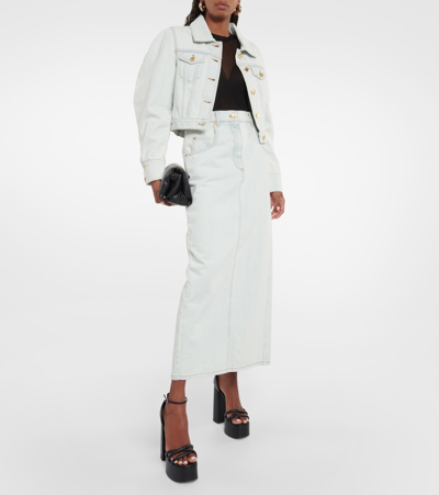 Nina Ricci Denim Midi Skirt In Blue