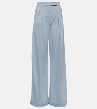 Shop Max Mara Faraday Virgin Wool Wide-leg Pants In Blue