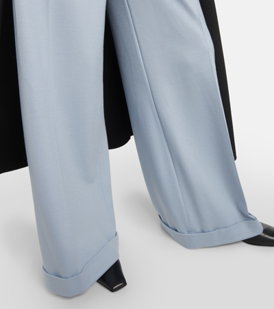 Shop Max Mara Faraday Virgin Wool Wide-leg Pants In Blue