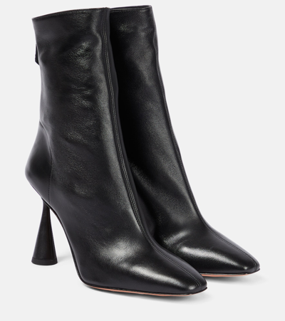 Shop Aquazzura Amore 95 Leather Ankle Boots In Black
