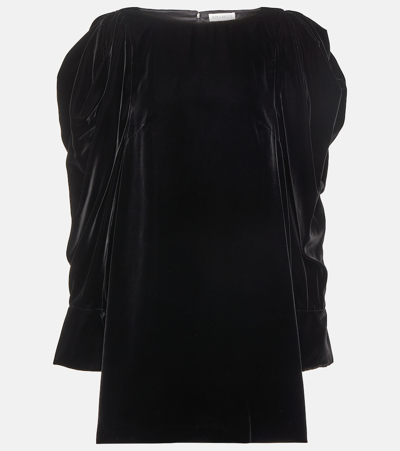 Shop Nina Ricci Puff-sleeve Velvet Minidress In Black