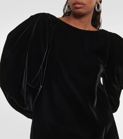 Shop Nina Ricci Puff-sleeve Velvet Minidress In Black