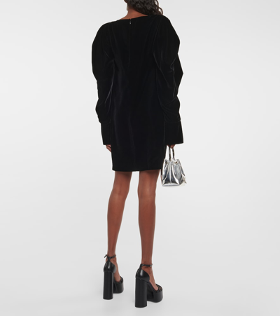 Shop Nina Ricci Puff-sleeve Velvet Minidress In Black