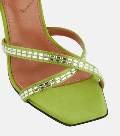 Shop D’accori Carre Embellished Satin Sandals In Green