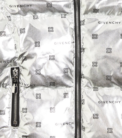 Shop Givenchy 4g Metallic Down Jacket In Silver