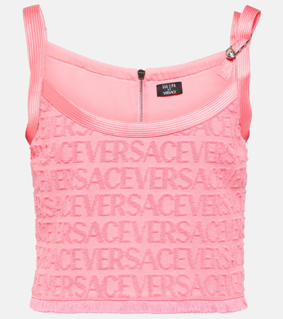 Shop Versace Safety Pin Cotton Top In Pink