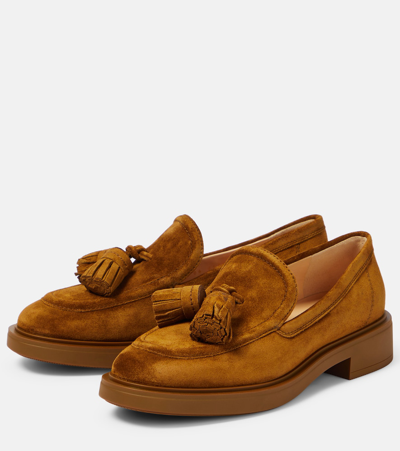 Shop Gianvito Rossi Suede Loafers In Brown