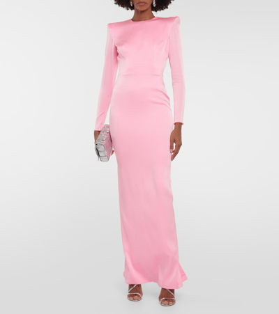 Shop Alex Perry Daley Cutout Satin Crêpe Maxi Dress In Pink