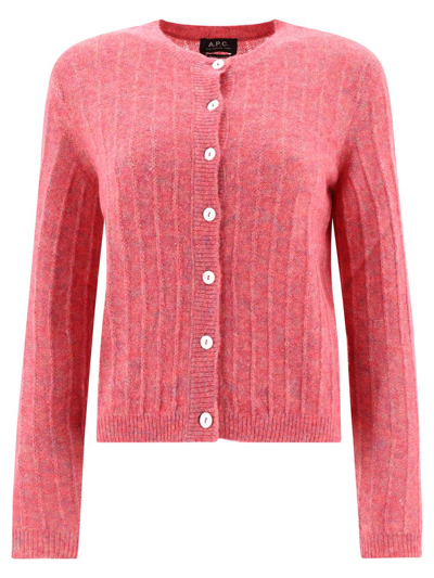 Shop Apc A.p.c. Milena Knitted Cardigan In Pink