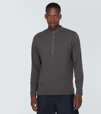 Shop Barena Venezia Cotton Henley Shirt In Grey