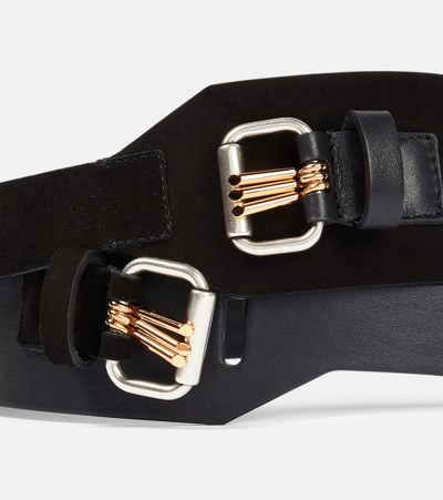 Shop Etro Suede And Leather Belt In Black