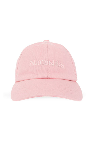 Shop Nanushka Logo Embroidered Curved Peak Cap In Pink