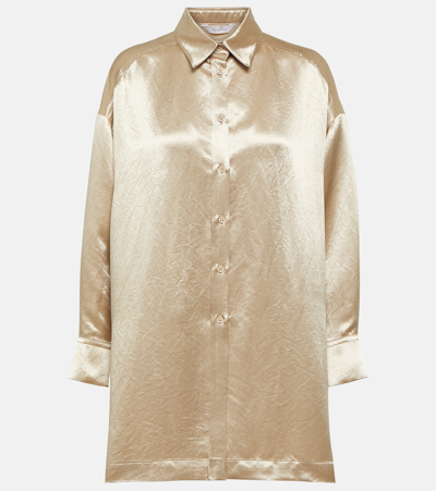 Shop Max Mara Bacio Satin Shirt In White