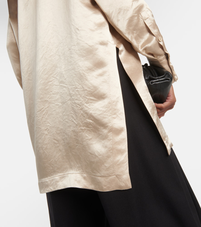 Max Mara Bacio Oversize Satin Shirt In White