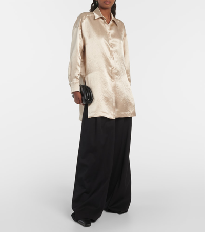 Max Mara Bacio Oversize Satin Shirt In White