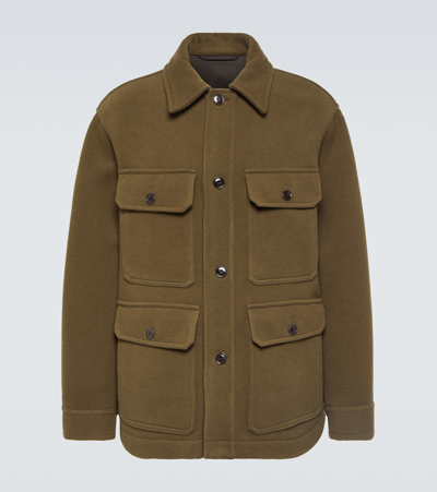 Lemaire Hunting Wool Jacket In Brown