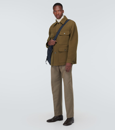 Lemaire Hunting Wool Jacket In Brown
