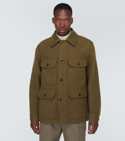 Lemaire Hunting Wool Jacket In Brown
