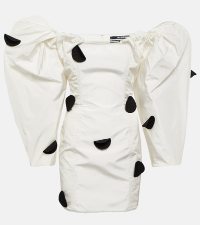 Shop Jacquemus La Robe Taffetas Polka-dot Minidress In White